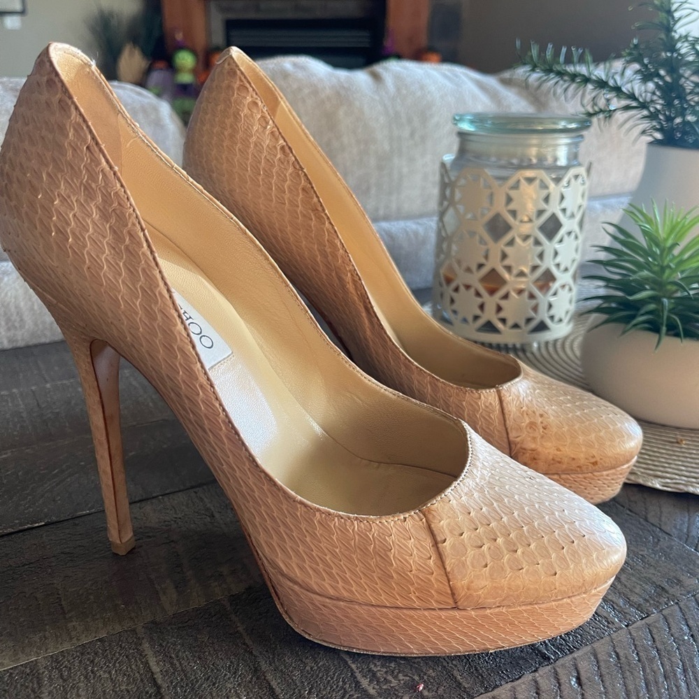 Jimmy Choo python 
Leather Pumps
